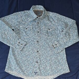 Wrangler Kids Button-Down Shirt Blue Paisley Print